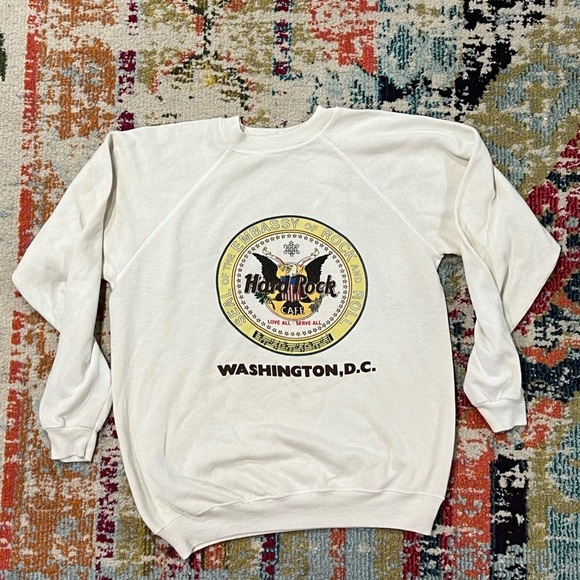 Vintage Hard Rock Cafe Washington DC 1980s Crewneck Sweatshirt - Picture 1 of 5